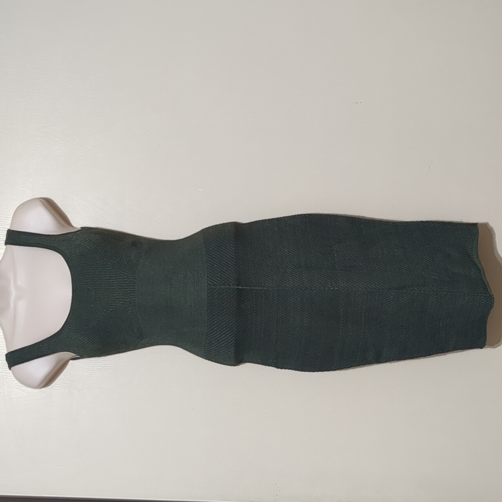 Bebe Bodycon Midi Dress Metallic Dark Green Size XS